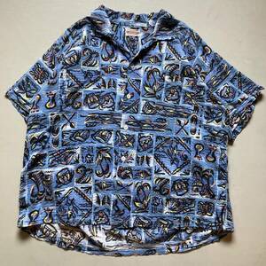 50s penny’s topflight O/C shirt 50年代ペニーズ 開襟シャツ 半袖シャツ 総柄