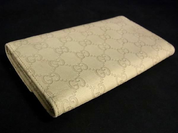 1円 GUCCI グッチ 257303・4276 グッチシマ レザー 三つ折り 長財布