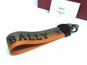 ■新品■未使用■ BALLY バリー ナイロンキャンバス キーホルダー キーリング ストラップ メンズ レディース オレンジ系 BE2208