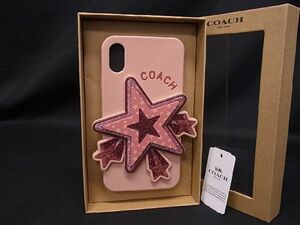 ■新品■未使用■ COACH コーチ F63886 ラバー スター 星 iPhoneX/XS対応 アイフォンケース スマホケース ピンク系 BF0214