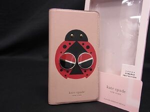 ■美品■ kate spade ケイトスペード レザー てんとう虫 iPhoneX/Xs 対応 アイフォンケース スマホケース ピンクベージュ系 BG0639