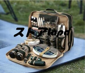 店長特選 多人食器セット　37セット キャンプ　ピクニック　一式食器バッグ　携帯用多機能　保温バッグ L984