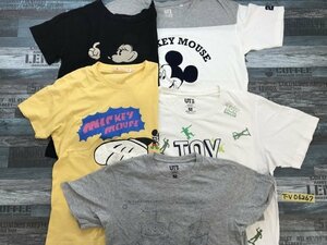 〈レターパック発送〉DISNEY ディズニー メンズ・レディース プリント 半袖Tシャツ 5点セット まとめ売り S・M・L UNIQLO他