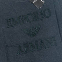 新品正規品 Emporio Armani エンポリオ アルマーニ SWIM 211818 3R485 クルーネック プリント ロゴ リネン Tシャツ ブラック M_画像3