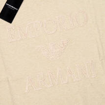 新品正規品 Emporio Armani エンポリオ アルマーニ SWIM 211818 3R485 クルーネック プリント ロゴ リネン Tシャツ ベージュ L_画像3