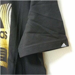 大きいサイズ新品XO(2XL)アディダス★adidas黒/ブラック ロゴグラフィティーTシャツ/金(ゴールド)ロゴの画像4