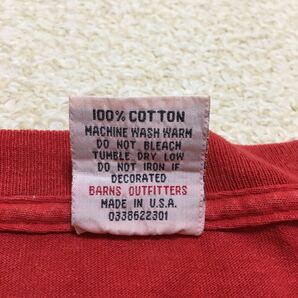 送料込 米国製 BARNS outfitters プリントT Lサイズ red USED バーンズ アウトフィッターズ Tシャツ 赤 半袖 アメカジ 古着 made in USAの画像9