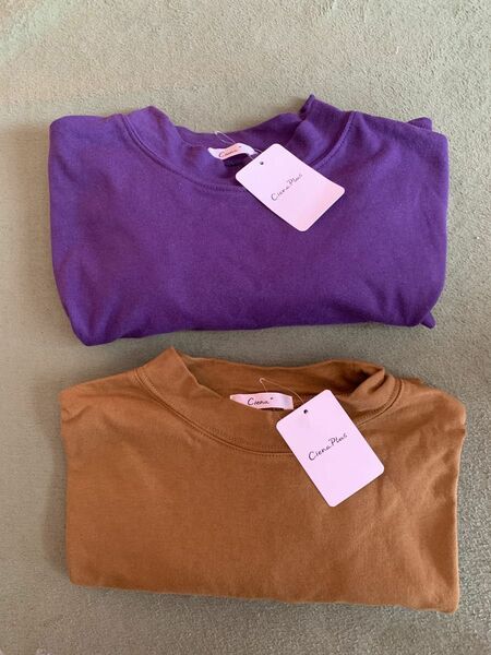 ciena 半袖　Tシャツ 紫　キャメル　Lサイズ