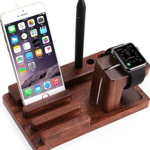 MOOZO ローズウッド マルチデバイス デスクトップドックステーション 充電器ホルダー