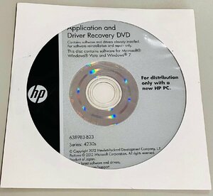 2YXS682★現状・未使用品★ HP アプリケーション&ドライバーリカバリーDVD Windows Vista & Windows 7 シリーズ：4230s