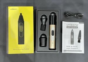 送料無料　美品　unibono 鼻毛カッター 耳毛カッター 眉毛シェーバー 電動鼻毛カッター 鼻毛切りエチケットカッター USB充電式 電動