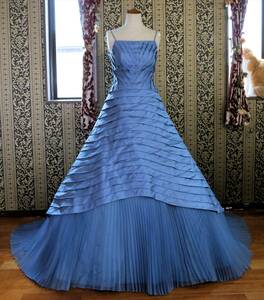  silk 100%sa Tomica siyamaSatomi Kashiyama high class wedding dress 7 number 9 number S~M size blue color dress 