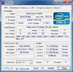 INTEL Core i5-2400S (2.50 GHz) LGA1155 ★中古正常品★