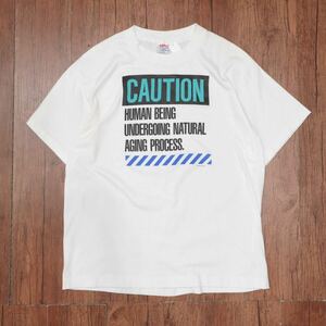 80s 1989 Tシャツ　XL /vintage ヴィンテージ　USA製 hef-T caution