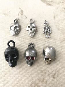  Vintage Skull SCULL skull gaikotsu.. skeleton sea . Pirates Roger pendant necklace top head charm 
