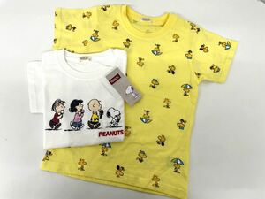 新品■スヌーピー PEANUTS 半袖シャツ 2枚 110 ホワイト/イエロー 可愛い♪