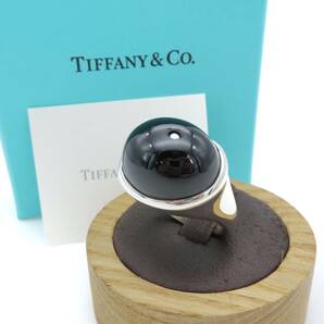 【送料無料】 未使用 希少 Tiffany&Co. ティファニー カボション 大粒 ブラック ジェイド シルバー リング 12号 指輪 黒翡翠 AG925 SV HO27の画像4