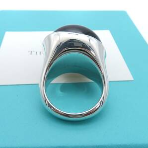 【送料無料】 未使用 希少 Tiffany&Co. ティファニー カボション 大粒 ブラック ジェイド シルバー リング 12号 指輪 黒翡翠 AG925 SV HO27の画像3