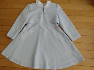 美品 プチフォンティーヌ 130サイズ 小学生 女児 女の子用 アンサンブル 半袖 ワンピース ボレロ お受験 七五三 付添 正装発表会 お呼れ