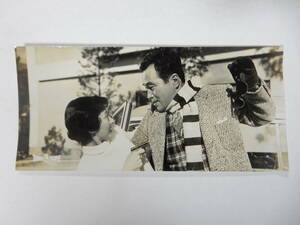 変形スチール写真1枚「口から出まかせ」森久彌　津島恵子　内川清一郎監督　1958年　東宝　9.5X20.5㎝