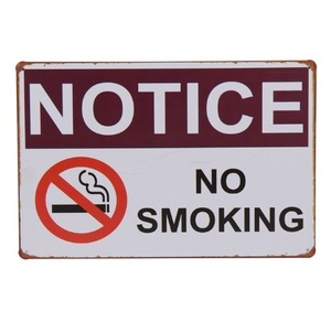 A633　メタル　サイン　金属 製　ブリキ　看板　プレート　店　警告　注意　お願い　煙草　たばこ　タバコ　禁煙　NOTICE　NO SMOKING【2】