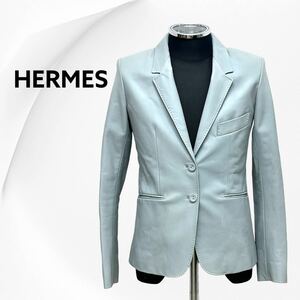 高級 HERMES エルメス ラムスキン 羊革 レザージャケット レディース