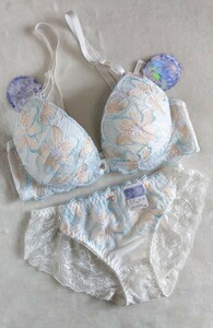 お泊まりに☆D70ブラ&パンティ上下お揃い☆きれいレース☆ホワイト☆セクシーバック総レース☆