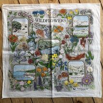 送料無料 Vintage バンダナ WILDFLOWERS 花 植物 Made in USA The printed image アメリカ仕入れ 雑貨 ハンカチ ヴィンテージ A0732_画像1