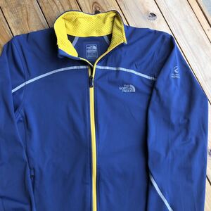 USA古着 THE NORTH FACE ザノースフェイス ソフトシェルジャケット FLIGHT SERIES メンズ Lサイズ ブルー リフレクター WINDSTOPPER J2626