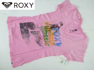 新品 ROXY　ロキシー★ピンク　Vネック　ロゴプリント　半袖　Tシャツ　M