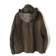 希少モデル◎英国製 Barbour バブアー NETHERLEY 中綿キルティング オイルドジャケット フードイン　オリーブ(XL)_画像2