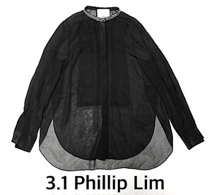 二点以上で送料無料！2A25 【美品】3.1 Phillip Lim フィリップリム 長袖 ブラウス ビーズ装飾 レディース ブラック 黒 サイズ0 S相当