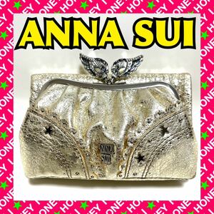 【新品未使用】ANNA SUI 財布 ニケ 羽 翼 幸運 ラッキー アナスイ 星 スター 金 ゴールド