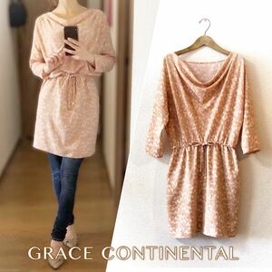 GRACE CONTINENTAL◆ドレープ ネック チュニック ワンピース◆グレース コンチネンタル ドルマンスリーブ ミニ 七分袖 美品 新品同様