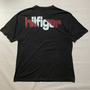 90s 初期 Tommy Hilfiger USA製 Tシャツ L ブラック 黒 ビンテージ トミーヒルフィガー OLD