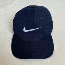 90s NIKE 黒 スナップバック キャップ 台湾製 ビンテージ スウォッシュ ロゴ ナイキ ブラック 80s_画像1