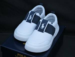 SALE！訳あり特価【新品】US13 20.3cm POLO RALPH LAUREN ポロ ラルフローレン KINGSTYN SLIP ON スリッポン ホワイト/ネイビー 2