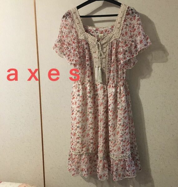 ａｘｅｓ　シースルーワンピースドレス 花柄