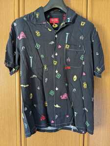 SUPREME　19SS Deep Space RAYON S/S Shirt 半袖シャツ 総柄　黒色　ブラック　Mサイズ レーヨン　即決　シュプリーム　ディープスペース