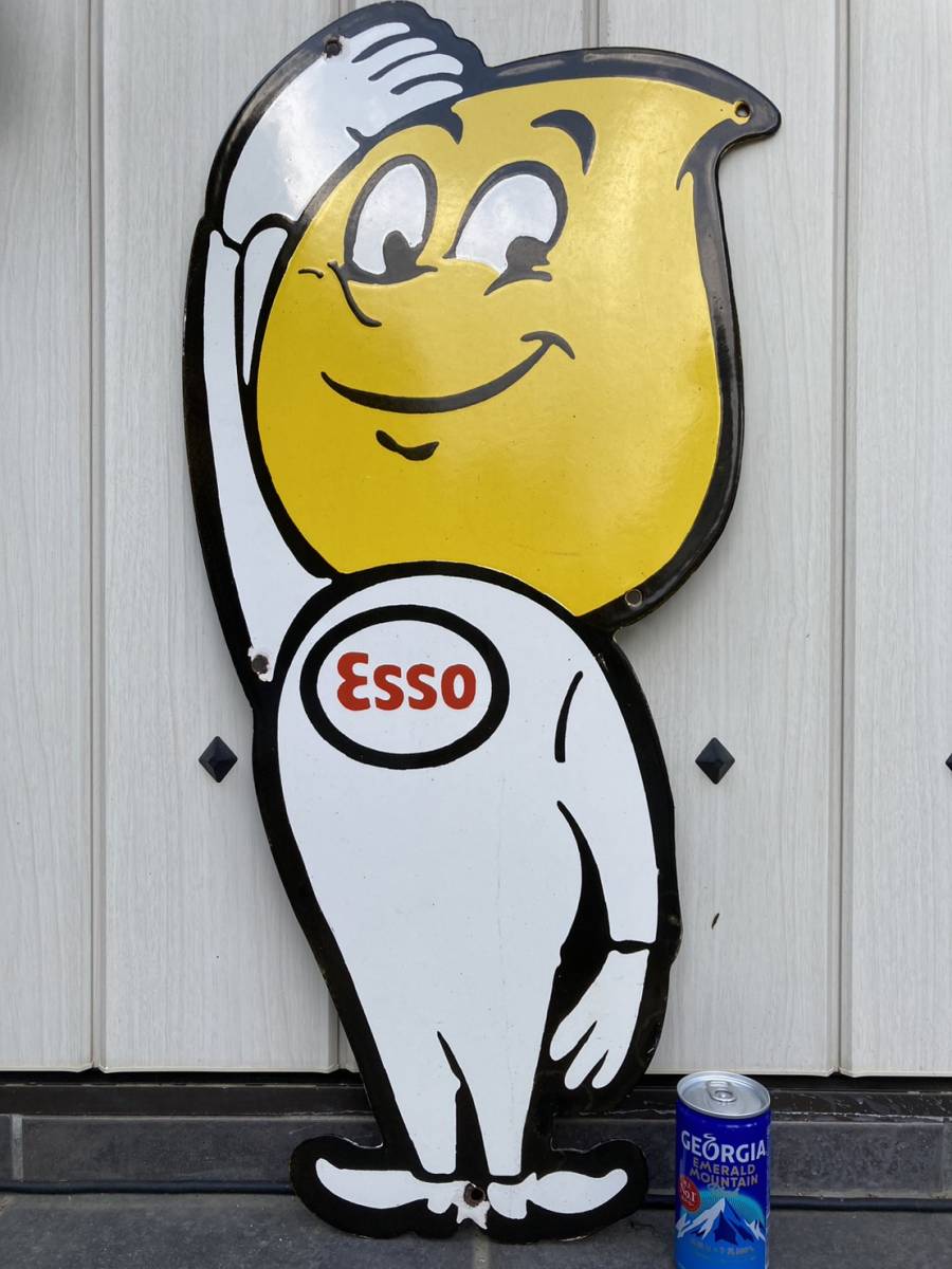 ビンテージ 大型 看板 ESSO エッソ君 オイルドロップボーイ 直径76cm