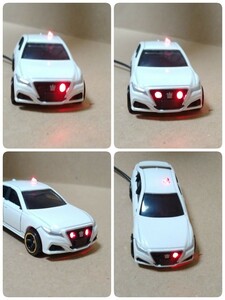  dummy scanner Crown 220 series RS white non-genuine wheel Tomica TOYOTA LED 12V 3 light blinking mask patrol car minicar wheel photograph ⑦⑧