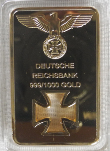  Germany . country Bank laihis Bank in goto Gold bar hole 10 character Gold plate 24K 24 gold original gold nachis Germany Berlin replica 