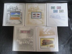 * Franklin Mint stamp 5 kind set *TRAINS OF THE WORLD length some 28. width some 25.5. world. railroad collection!r-A0523