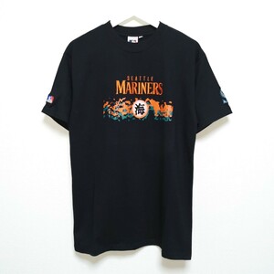 即決 L 00s シアトル マリナーズ MARINERS Tシャツ 刺繍 MLB 黒