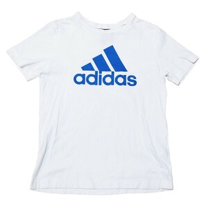 Y611 adidas アディダス キッズ ジュニア 半袖Tシャツ ビッグロゴプリント 丸首 150 白 ホワイト 無地 スポーツウエア インナー