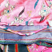 Y638 インド製 ラップ ミニスカート 巻きスカート コットン100% 花柄 ピンク系 フレア フリーサイズ エスニック かわいい 衣装 派手_画像9