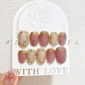 マグネットネイル ネイルチップ ジェルネイル つけ爪 韓国ネイル ワンホンネイル 秋ネイル 冬ネイル オフィスネイル 入学式