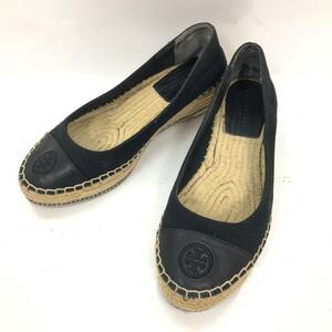 □TORY BURCH パンプス サイズ表記なし(24㎝相当) 黒 トリーバーチ レディース エスパドリーユ ウェッジソール 複数落札同梱OK B230807-305