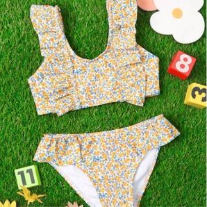 SHEIN シェイン キッズ 子供 女の子 水着 ビキニ 花柄 おしゃれ 110 ビキニ水着 セパレート水着