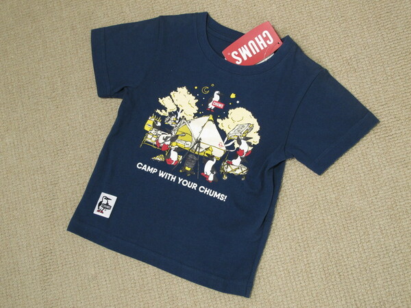 CHUMS チャムス キャンプウィズユアー 半袖Tシャツ CH21-1146-N001 キッズS 新品タグ付き